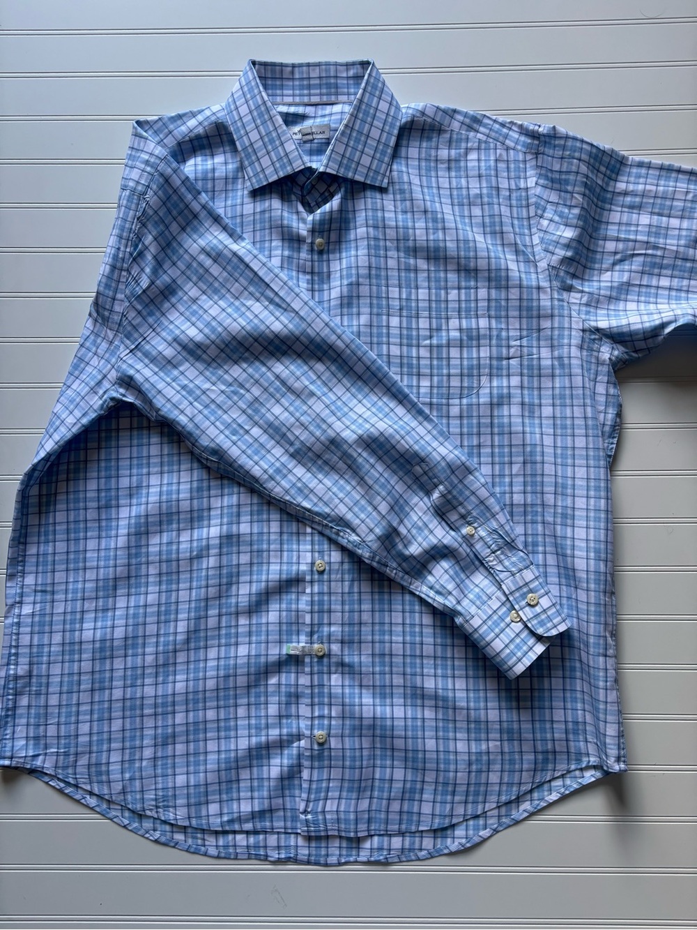 Peter Millar Light Blue & Navy Plaid Dress Shirt
